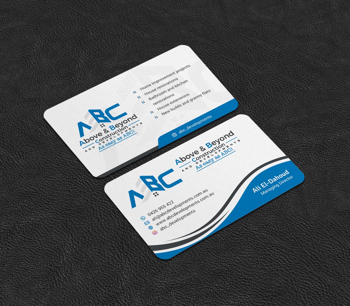 Visitenkarten-Design von INDIAN_Ashok für Above & Beyond Construction and Developments  | Design #27284319