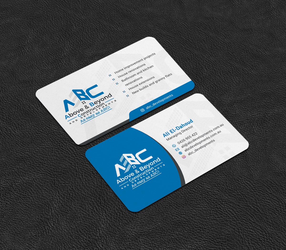 Business Card Design by INDIAN_Ashok for Above & Beyond Construction and Developments  | Design #27284324