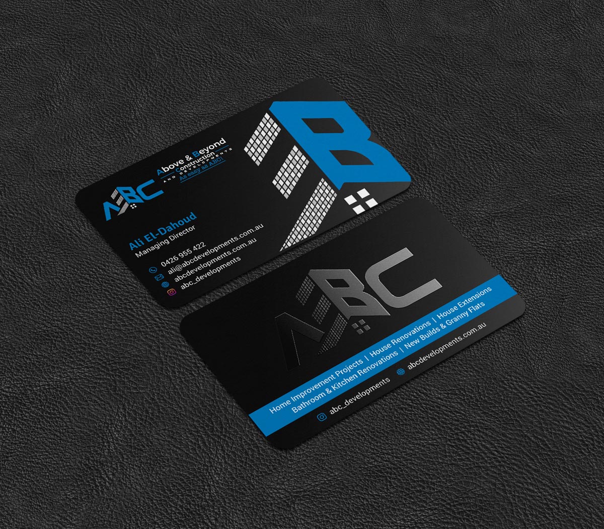 Business Card Design by INDIAN_Ashok for Above & Beyond Construction and Developments  | Design #27284333