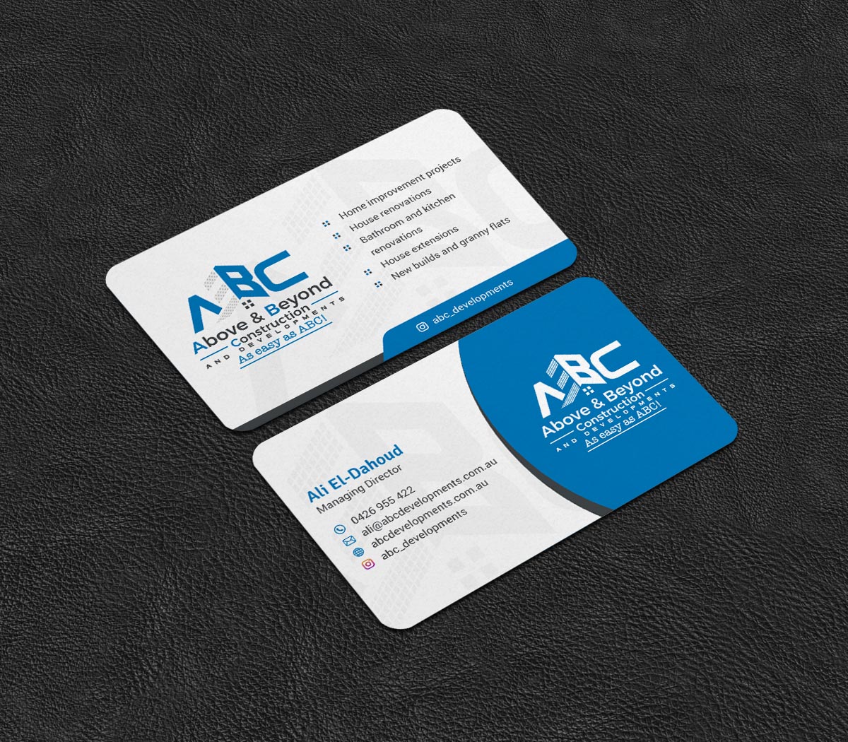 Business Card Design by INDIAN_Ashok for Above & Beyond Construction and Developments  | Design #27284335