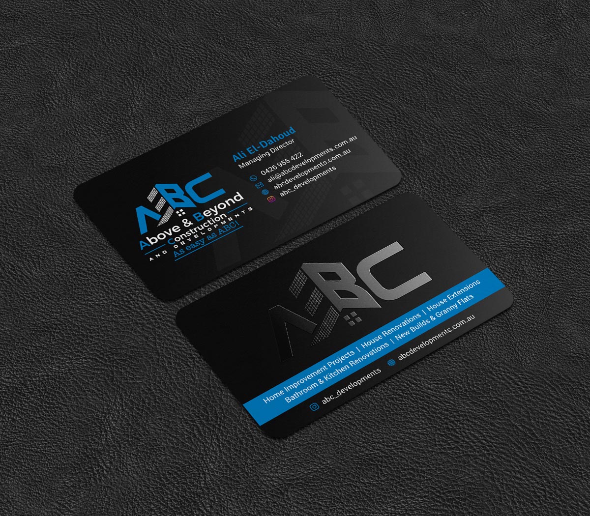 Business Card Design by INDIAN_Ashok for Above & Beyond Construction and Developments  | Design #27284338