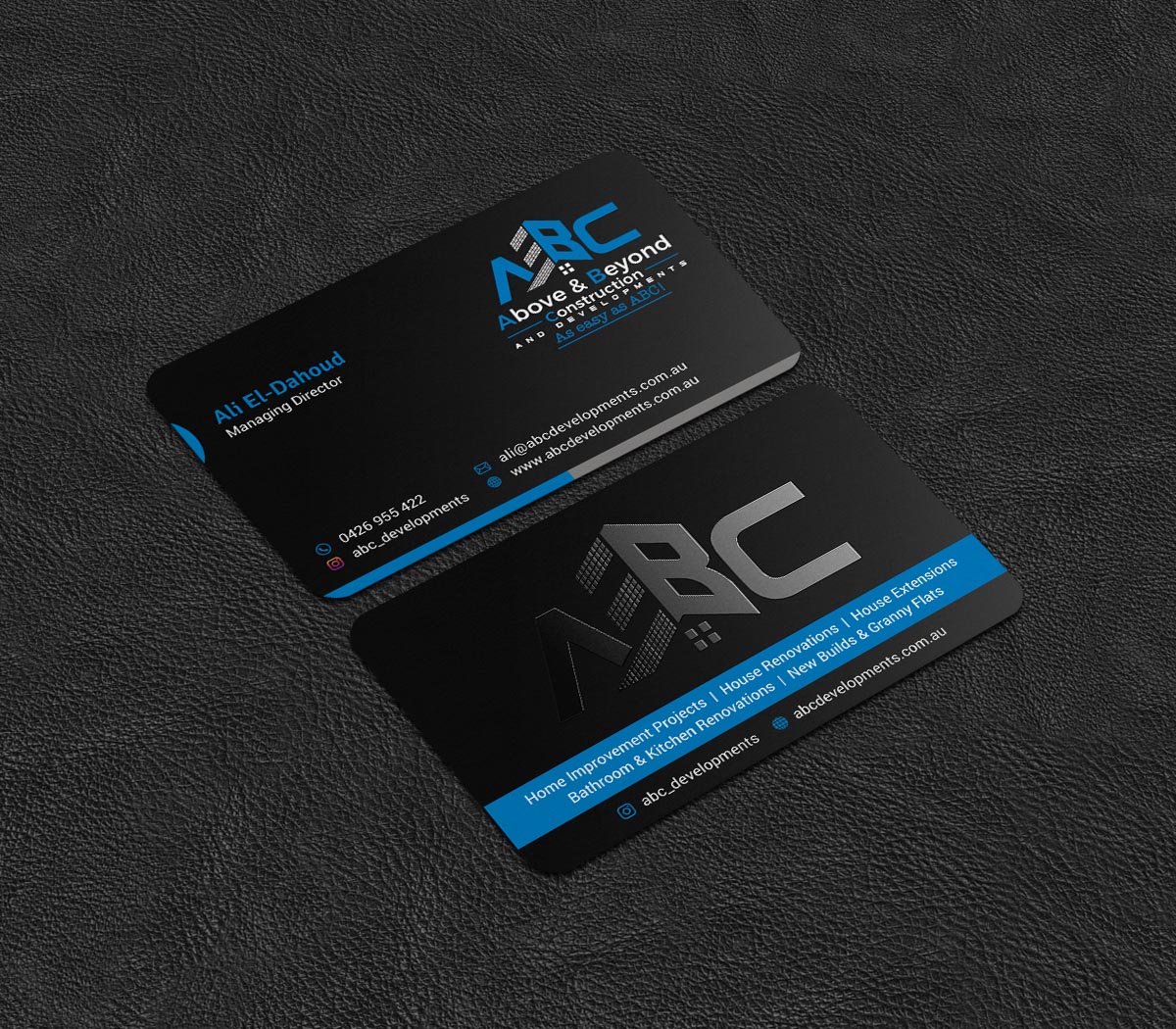 Business Card Design by INDIAN_Ashok for Above & Beyond Construction and Developments  | Design #27284341