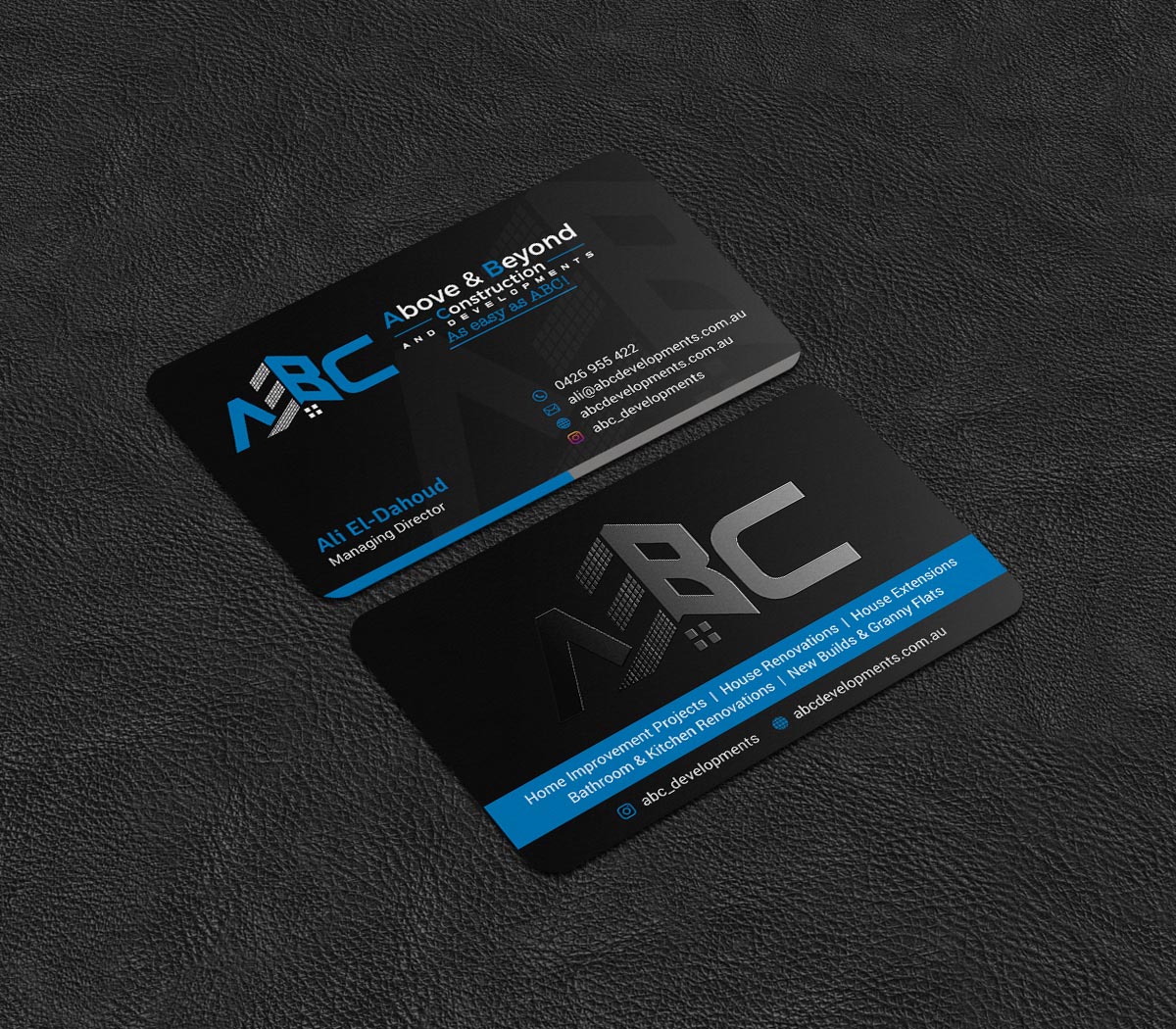 Business Card Design by INDIAN_Ashok for Above & Beyond Construction and Developments  | Design #27284345