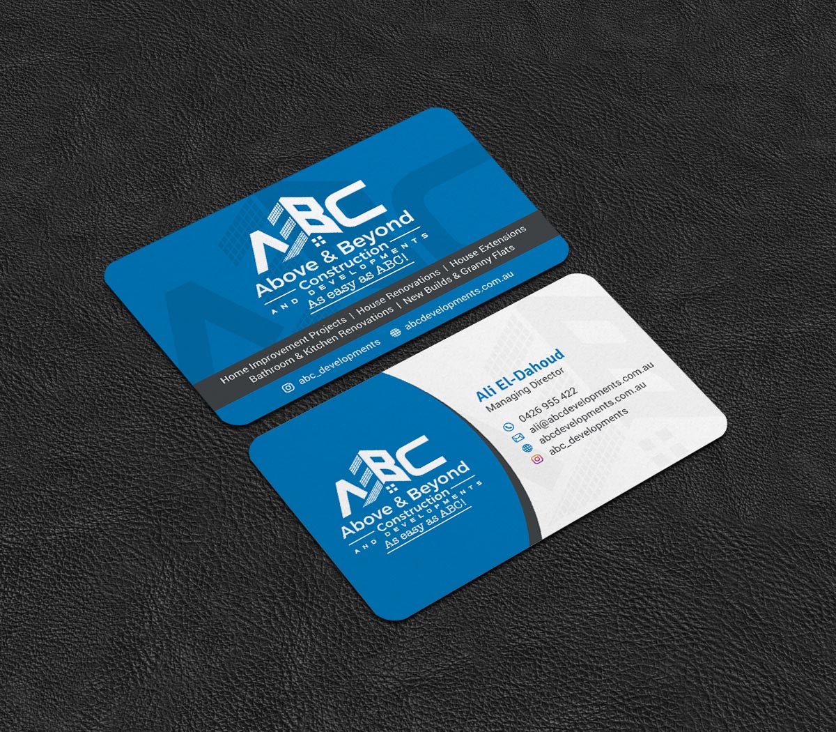 Business Card Design by INDIAN_Ashok for Above & Beyond Construction and Developments  | Design #27284346