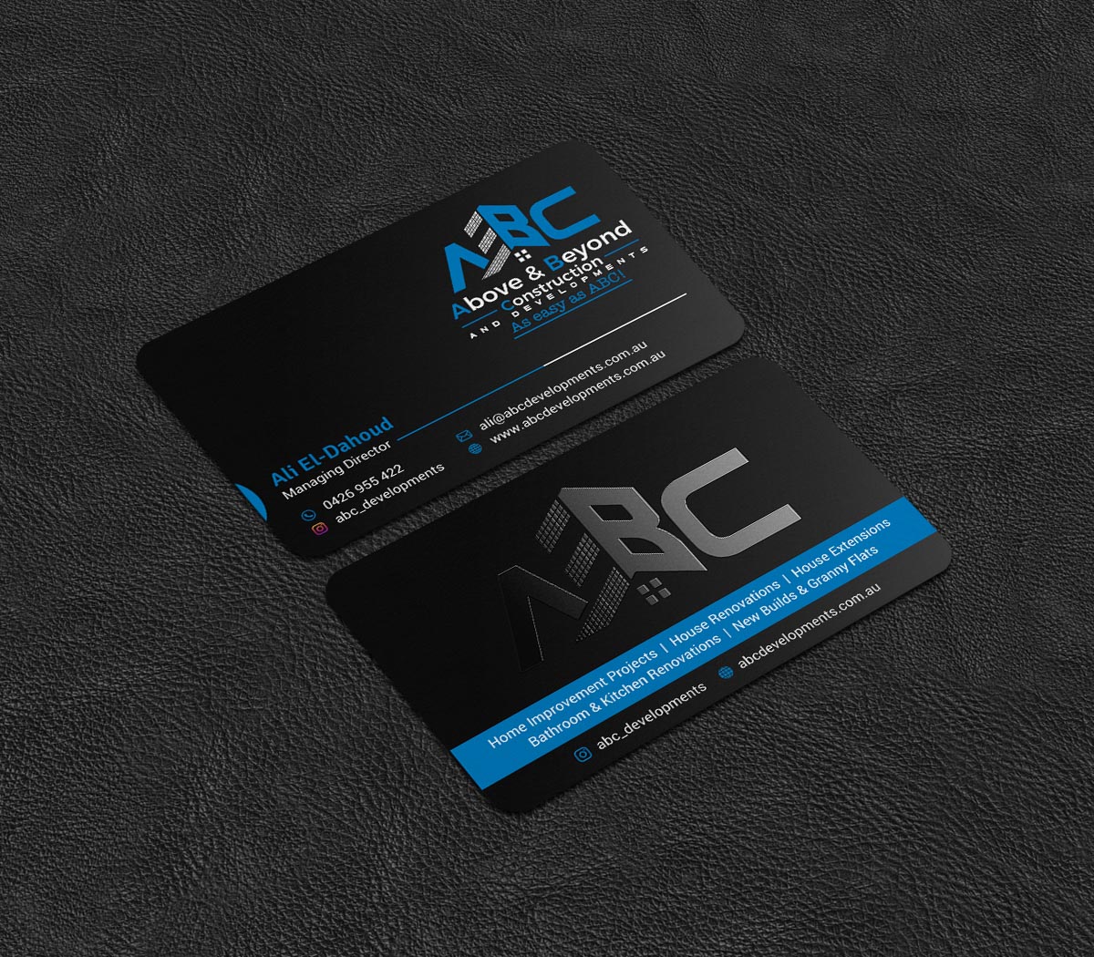 Business Card Design by INDIAN_Ashok for Above & Beyond Construction and Developments  | Design #27284351