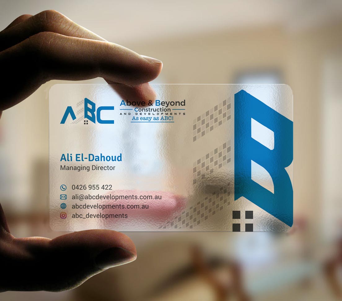 Business Card Design by INDIAN_Ashok for Above & Beyond Construction and Developments  | Design #27284430