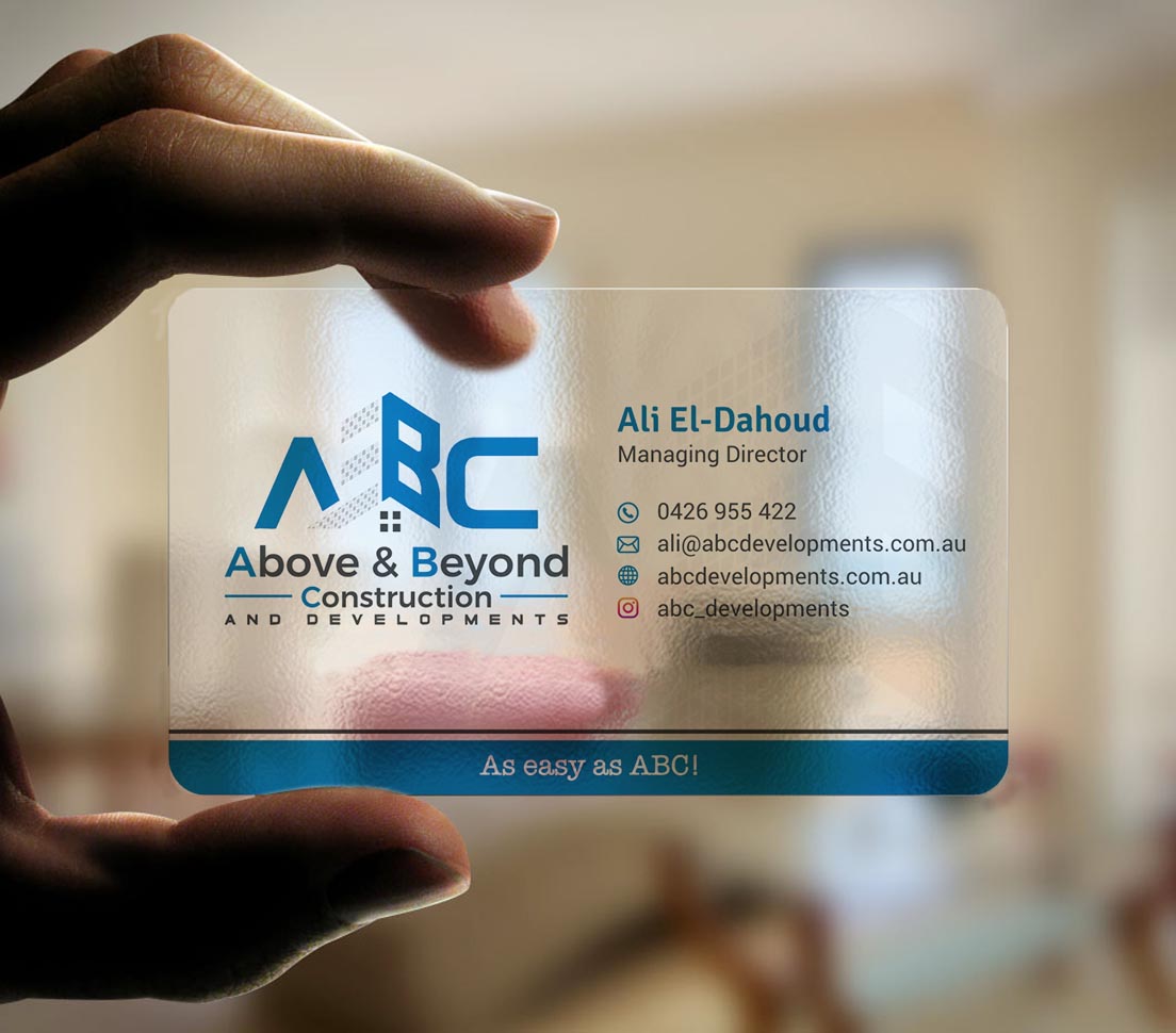 Business Card Design by INDIAN_Ashok for Above & Beyond Construction and Developments  | Design #27284431