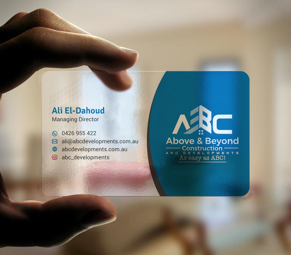 Business Card Design by INDIAN_Ashok for Above & Beyond Construction and Developments  | Design #27284435