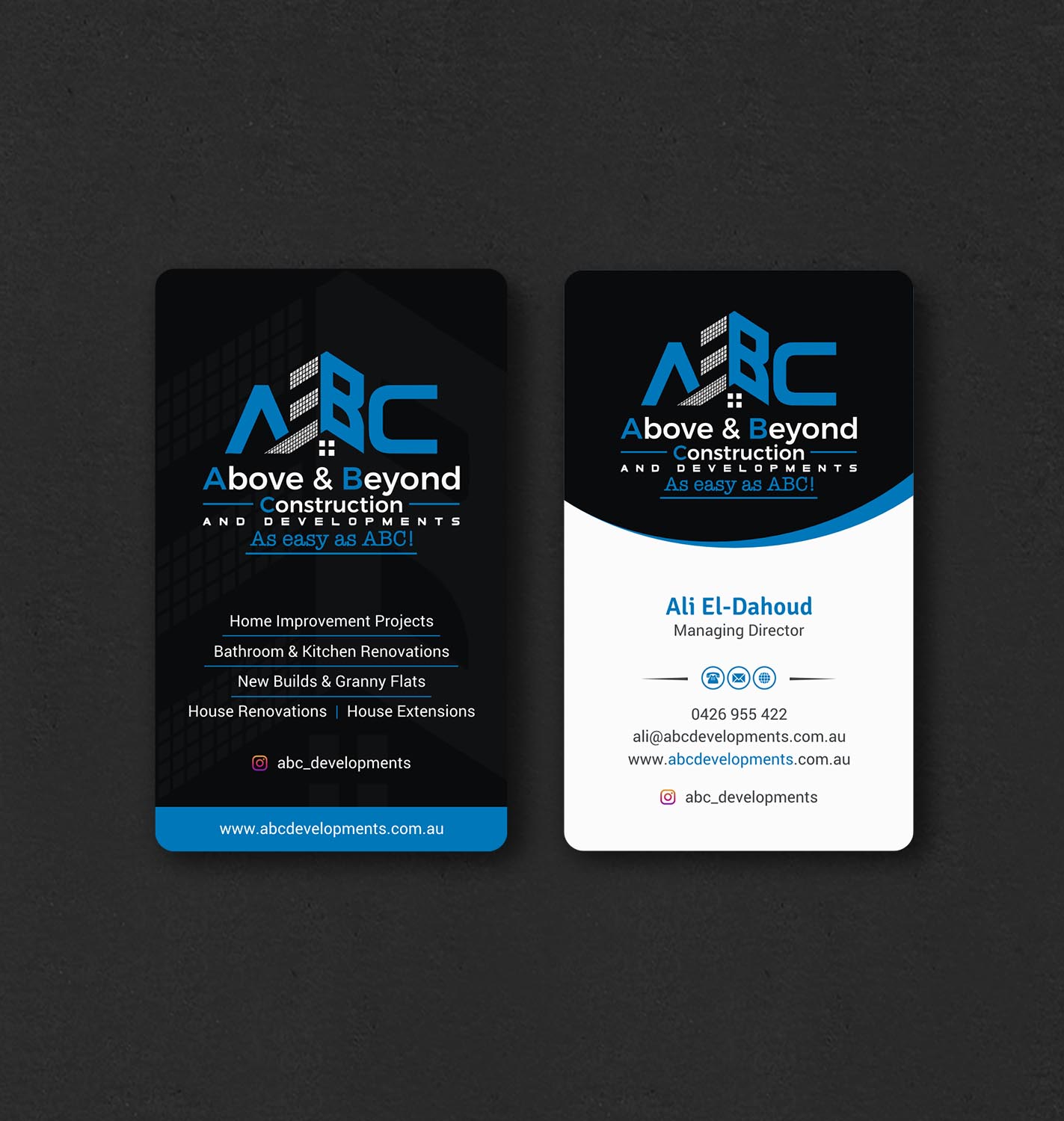 Design de Carte de Visite par INDIAN_Ashok pour Above & Beyond Construction and Developments  | Design #27284436