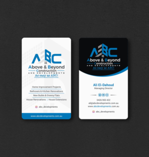 Business Card Design by INDIAN_Ashok for Above & Beyond Construction and Developments  | Design: #27284437