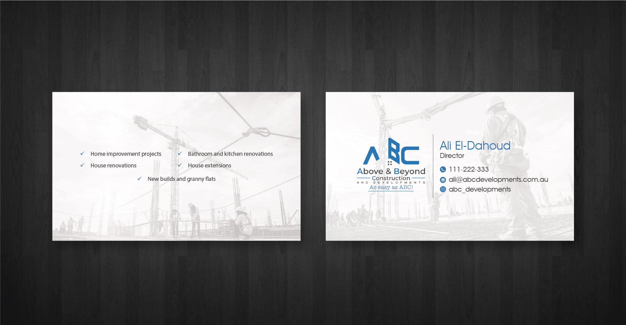 Business Card Design by artbitin for Above & Beyond Construction and Developments  | Design #27279838