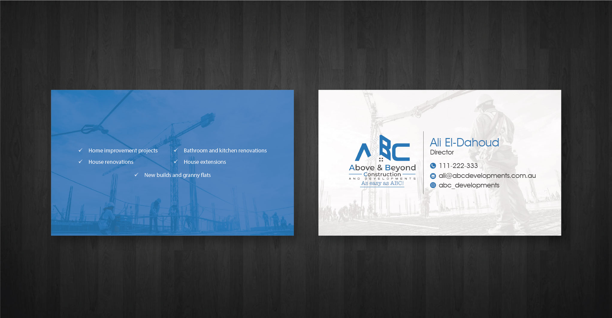 Visitenkarten-Design von artbitin für Above & Beyond Construction and Developments  | Design #27279841