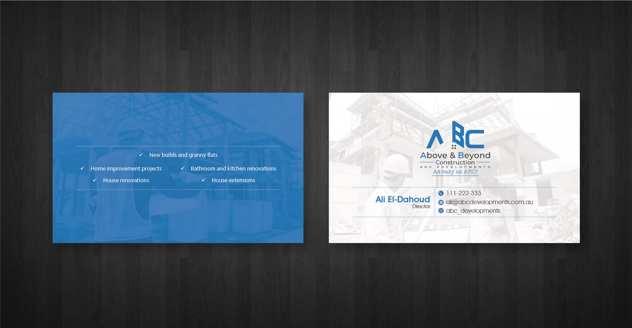 Business Card Design by artbitin for Above & Beyond Construction and Developments  | Design #27279842