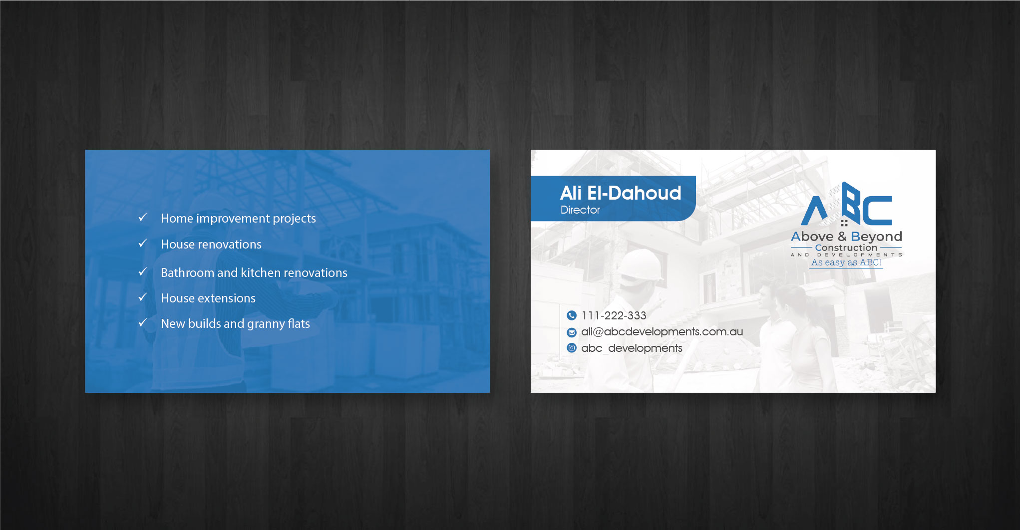 Business Card Design by artbitin for Above & Beyond Construction and Developments  | Design #27279843