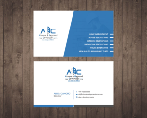 Design de Carte de Visite par ubaidomar pour Above & Beyond Construction and Developments  | Design #27288157
