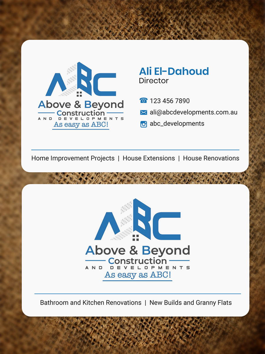 Visitenkarten-Design von JK18 für Above & Beyond Construction and Developments  | Design #27278183