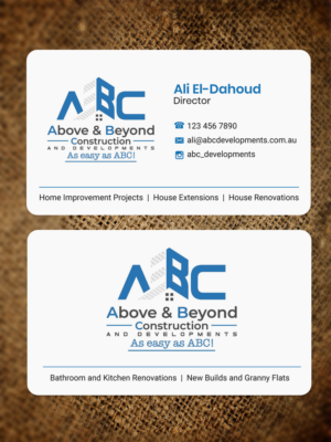 Business Card Design by JK18 for Above & Beyond Construction and Developments  | Design: #27278183