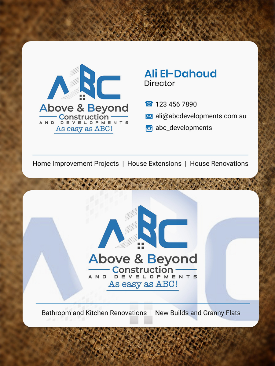 Visitenkarten-Design von JK18 für Above & Beyond Construction and Developments  | Design #27278184
