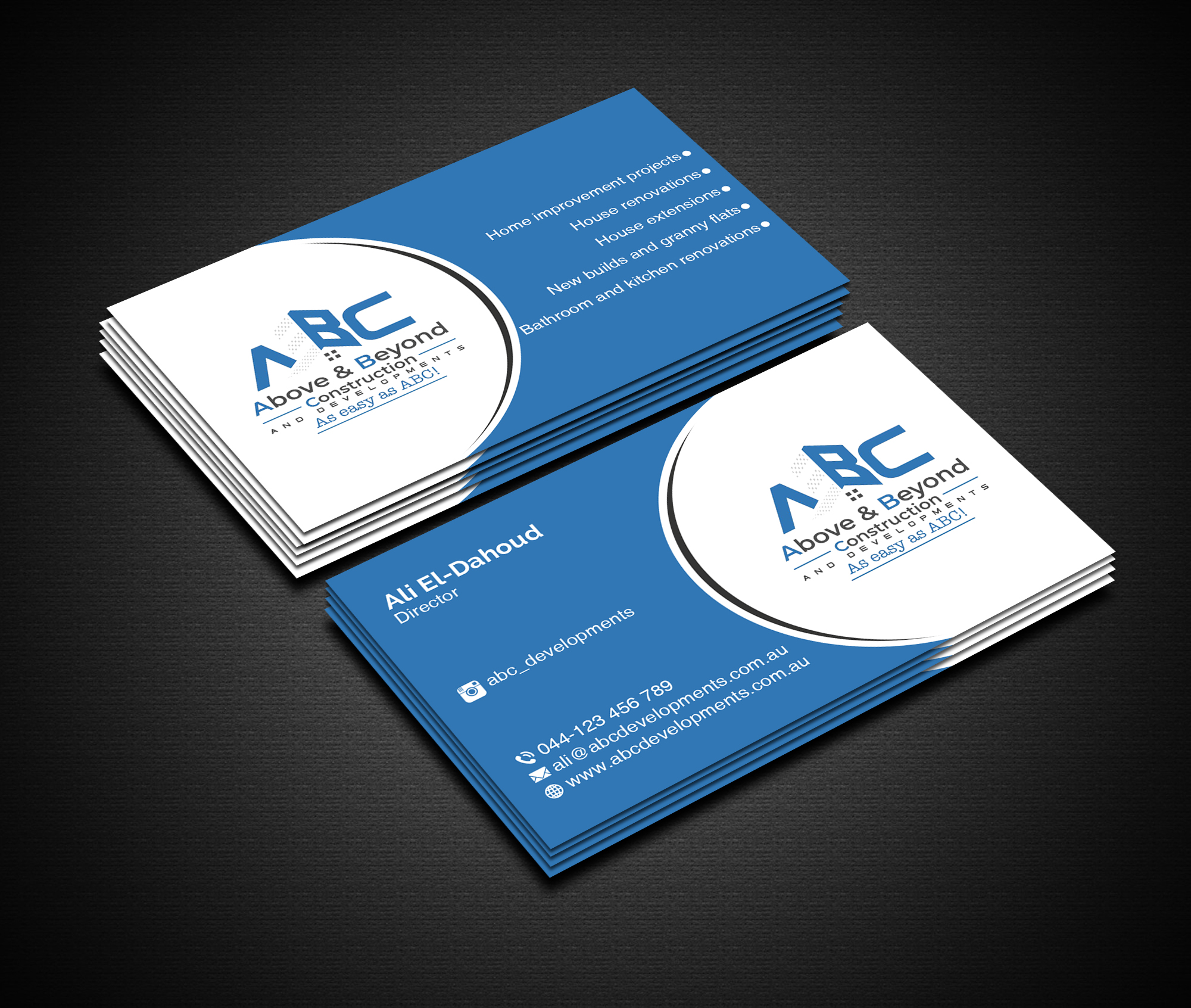Business Card Design by Creations Box 2015 for Above & Beyond Construction and Developments  | Design #27294752