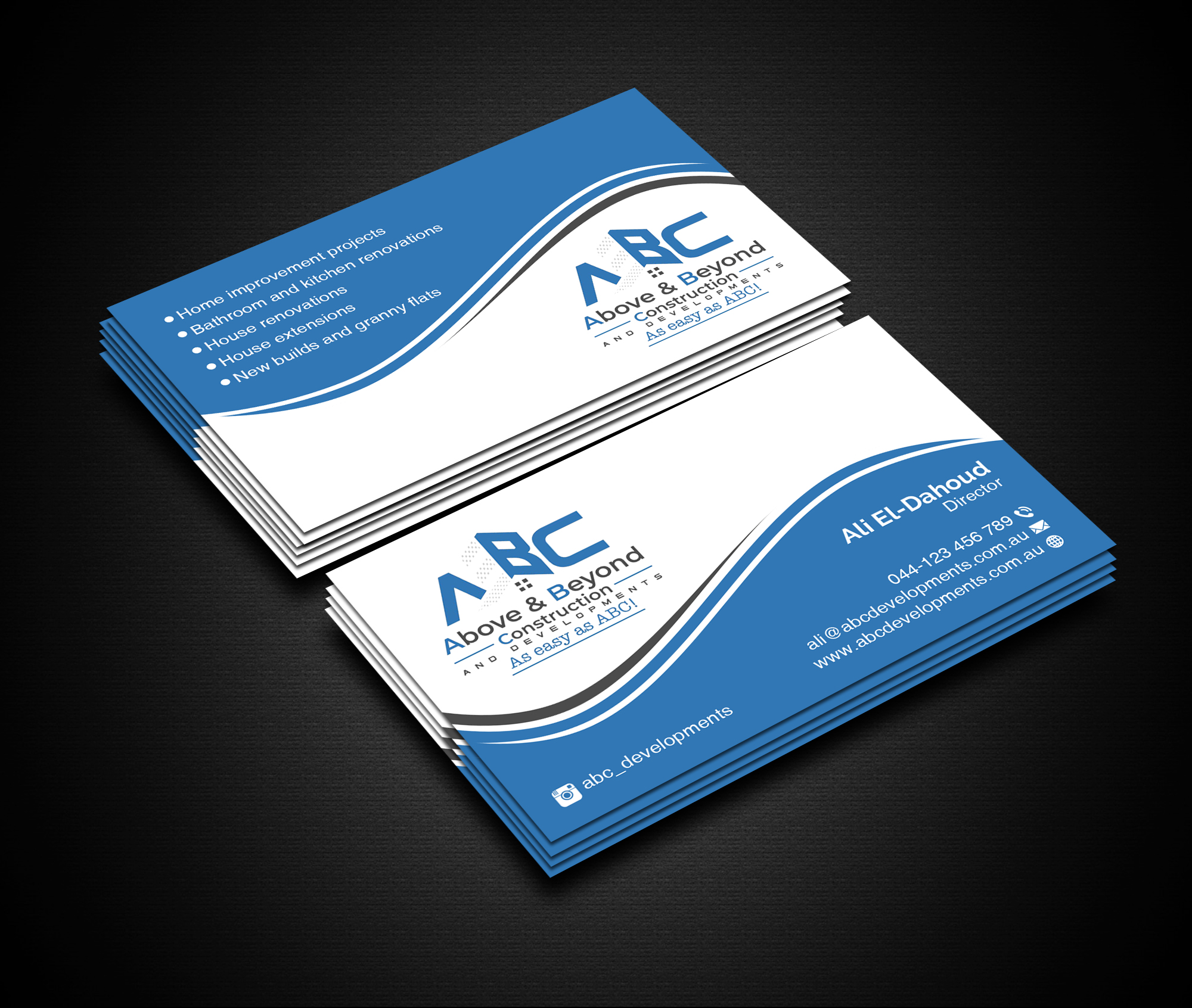 Business Card Design by Creations Box 2015 for Above & Beyond Construction and Developments  | Design #27294754