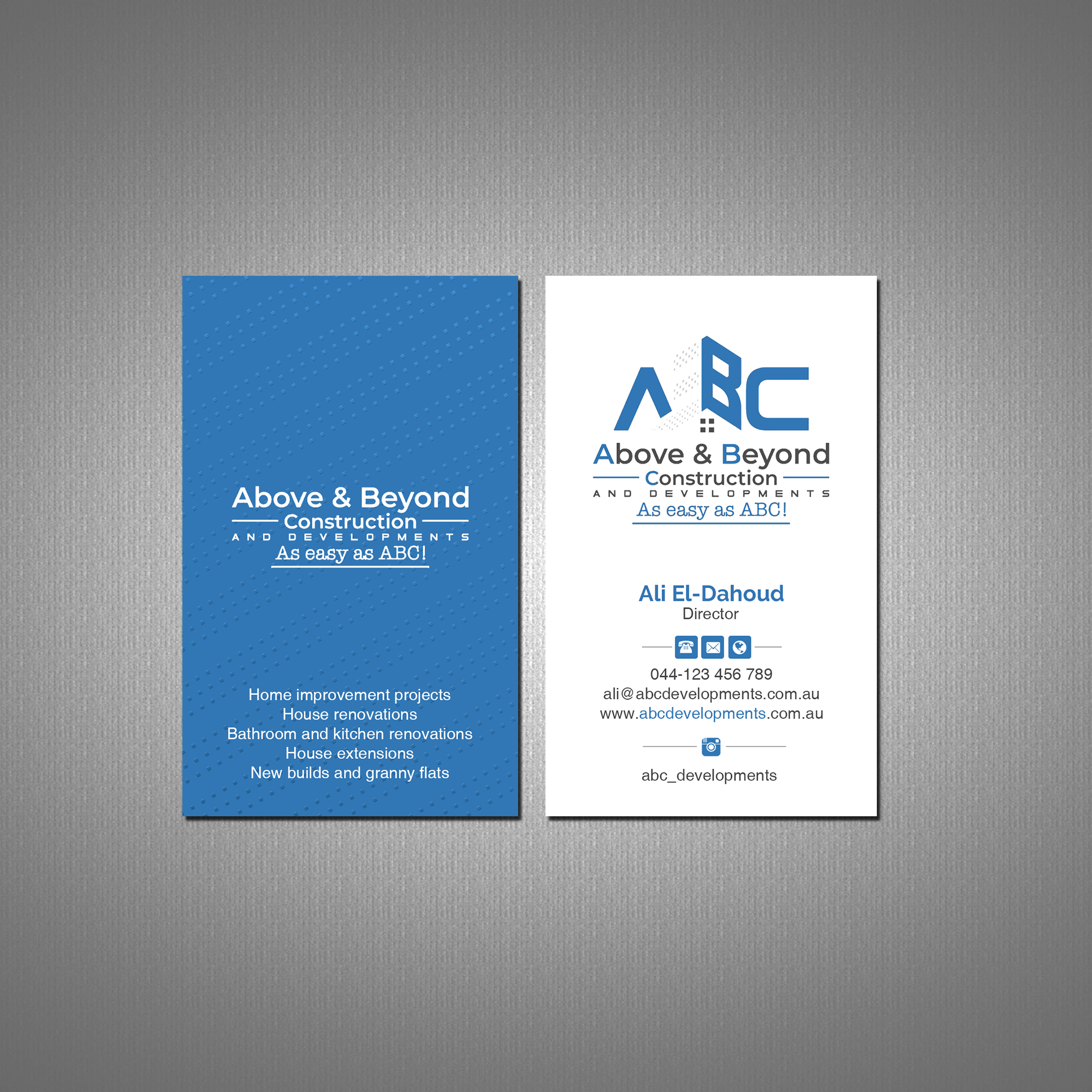 Business Card Design by Creations Box 2015 for Above & Beyond Construction and Developments  | Design #27294761