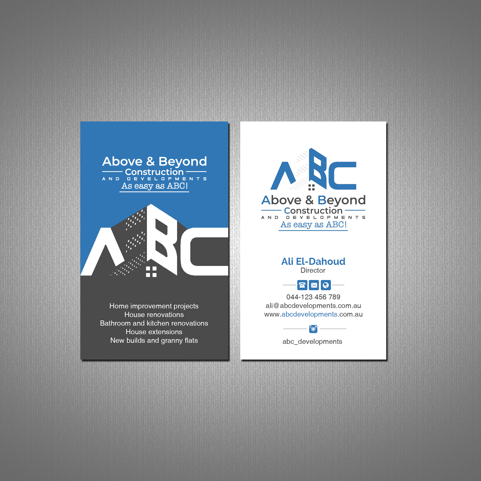 Business Card Design by Creations Box 2015 for Above & Beyond Construction and Developments  | Design #27294764