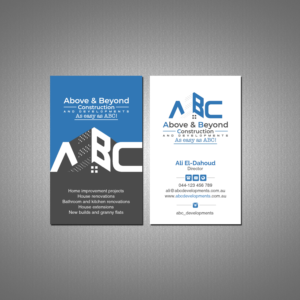 Business Card Design by Creations Box 2015 for Above & Beyond Construction and Developments  | Design: #27294764