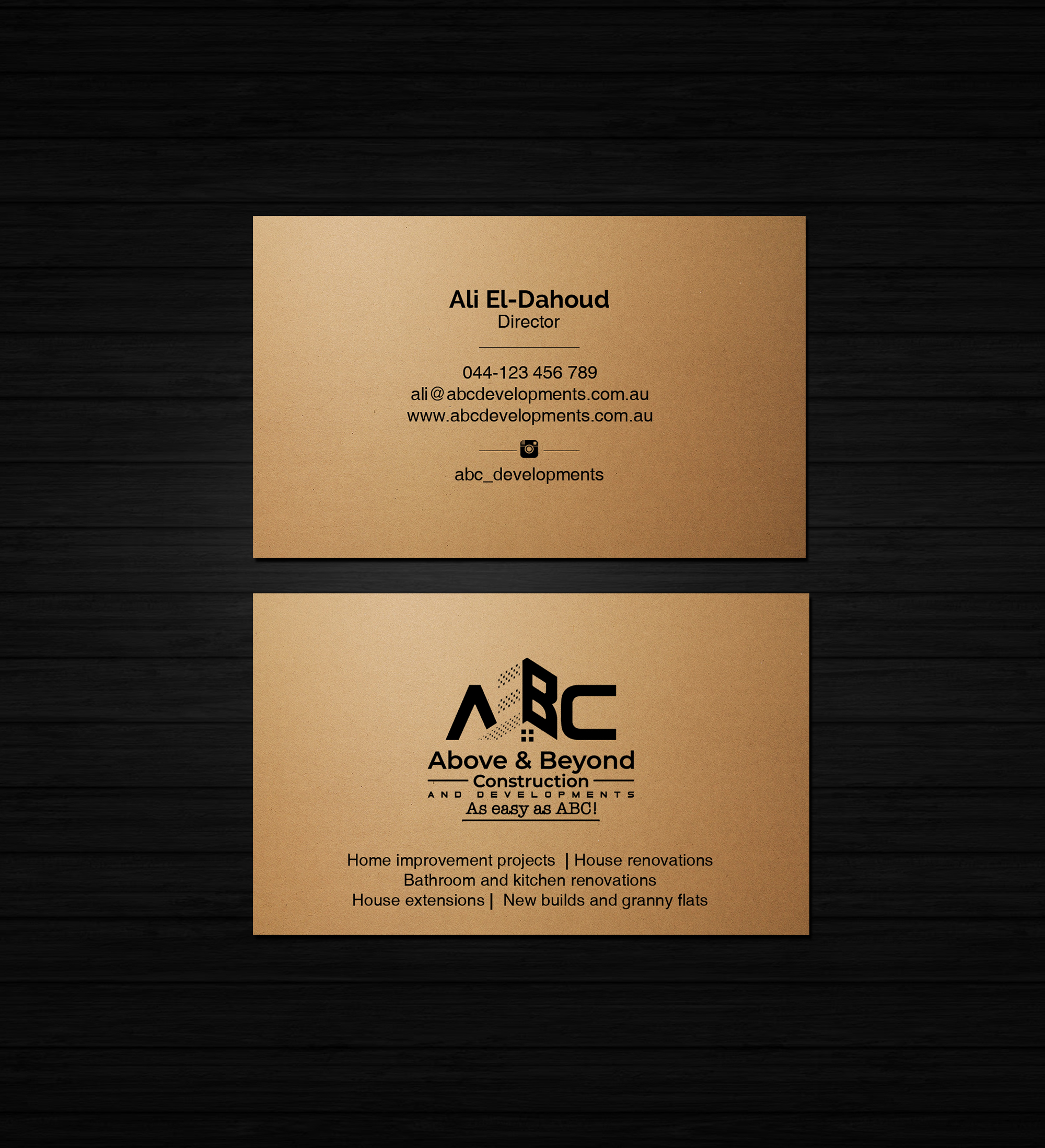 Business Card Design by Creations Box 2015 for Above & Beyond Construction and Developments  | Design #27294794