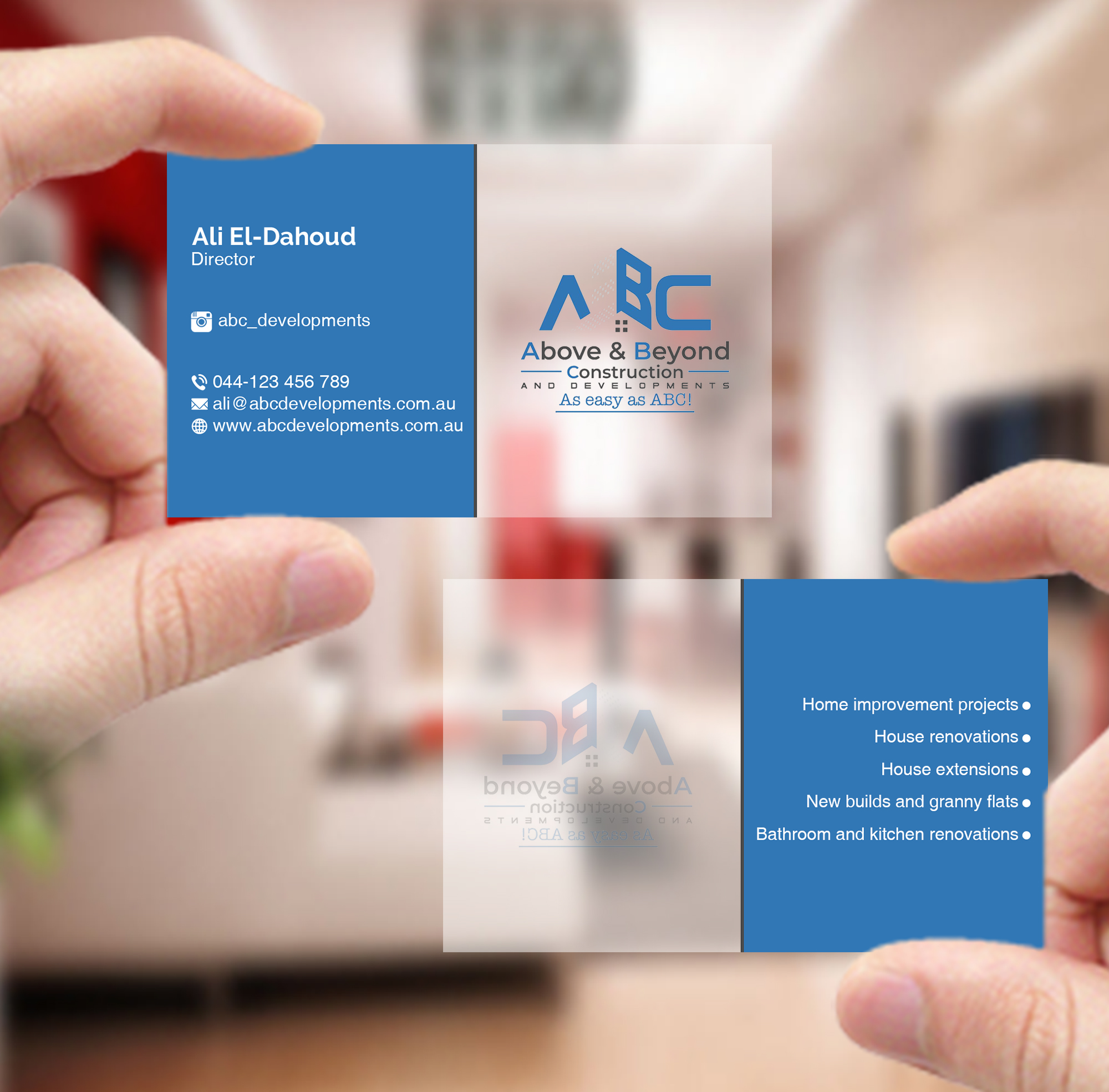 Business Card Design by Creations Box 2015 for Above & Beyond Construction and Developments  | Design #27294795
