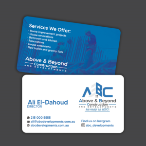 Design de Carte de Visite par CreativGwen pour Above & Beyond Construction and Developments  | Design #27294000