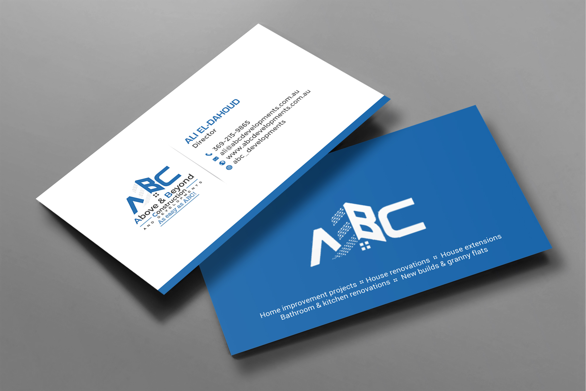 Design de Carte de Visite par chandrayaan.creative pour Above & Beyond Construction and Developments  | Design #27278461