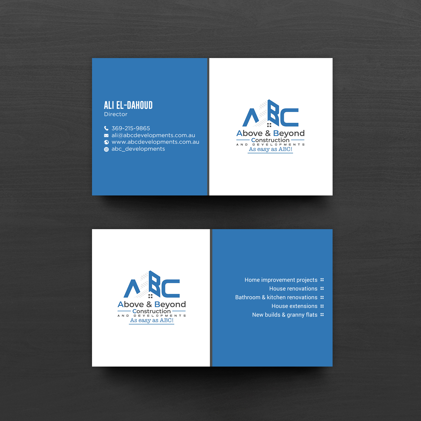 Business Card Design by chandrayaan.creative for Above & Beyond Construction and Developments  | Design #27278470