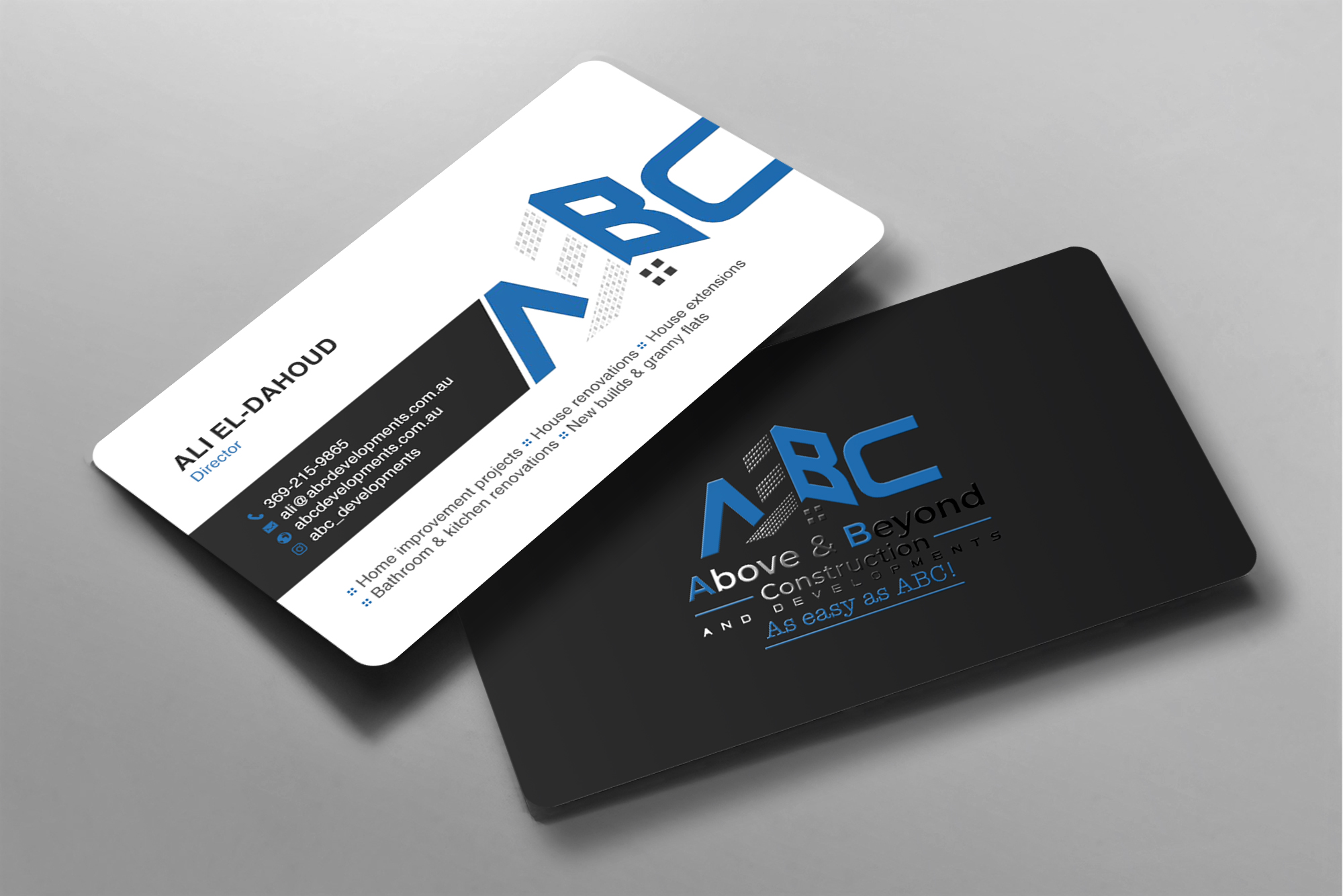 Business Card Design by chandrayaan.creative for Above & Beyond Construction and Developments  | Design #27279629