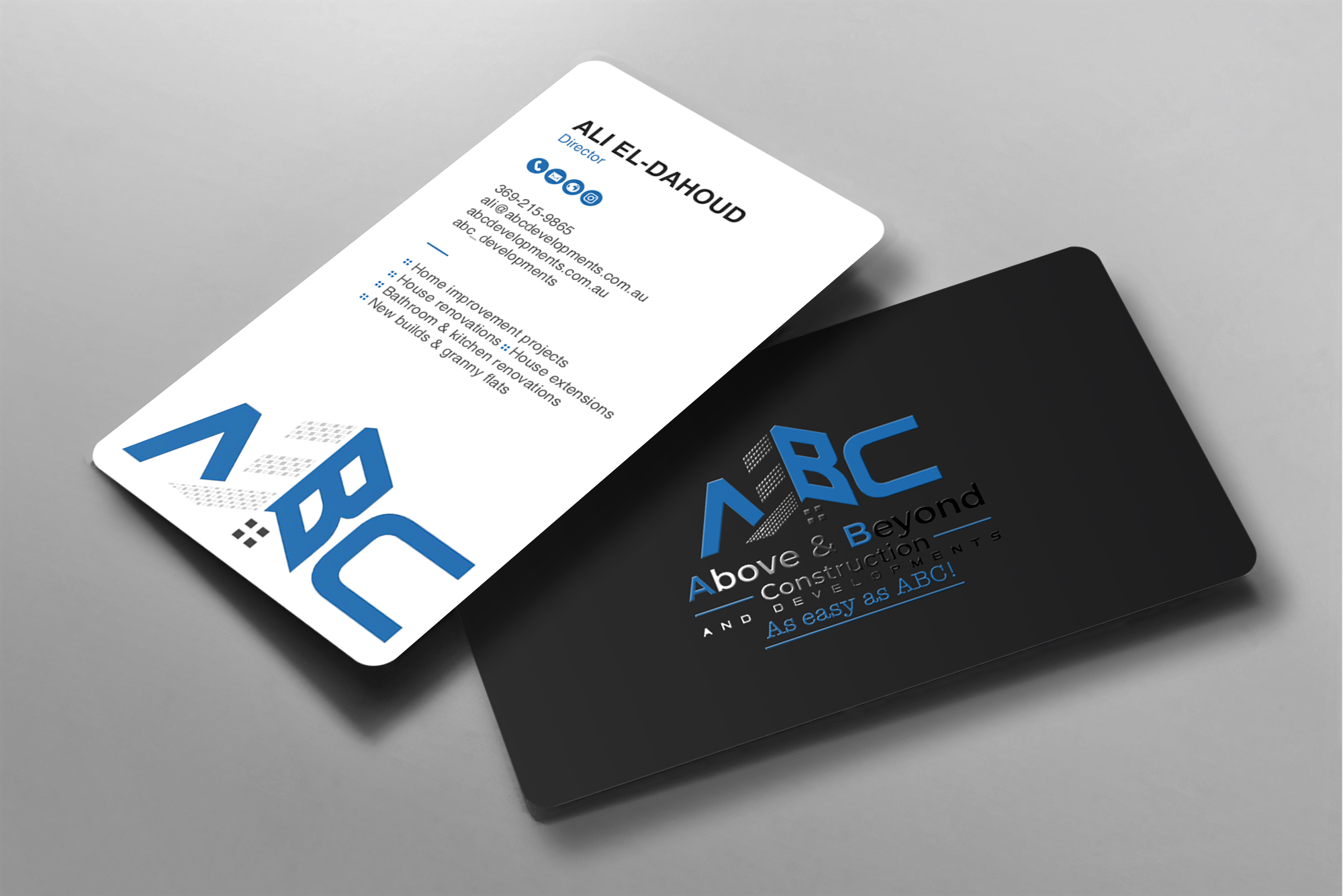 Business Card Design by chandrayaan.creative for Above & Beyond Construction and Developments  | Design #27279631