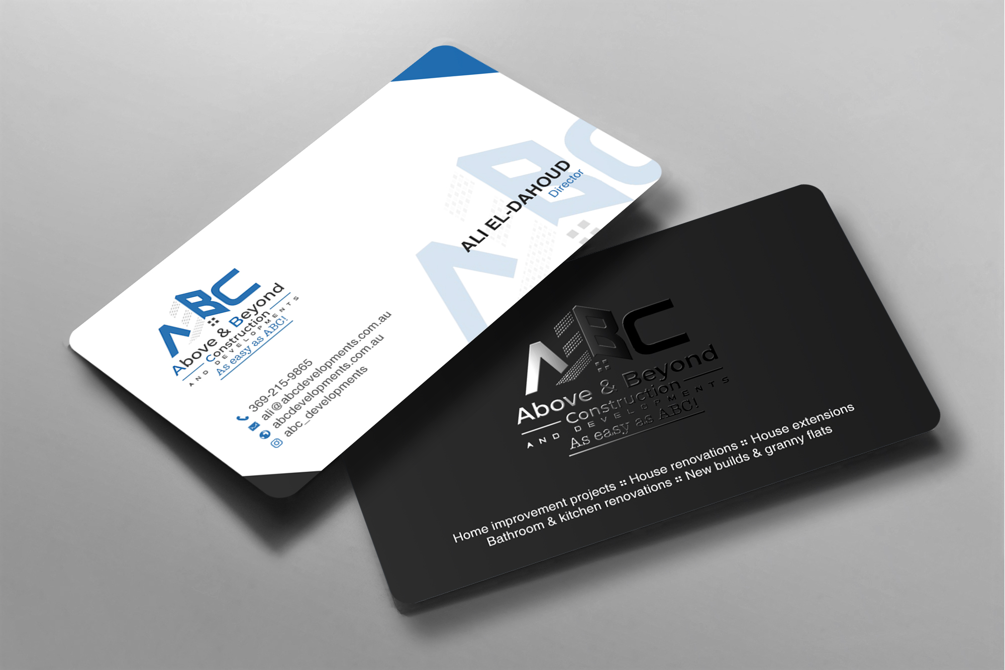 Business Card Design by chandrayaan.creative for Above & Beyond Construction and Developments  | Design #27279637