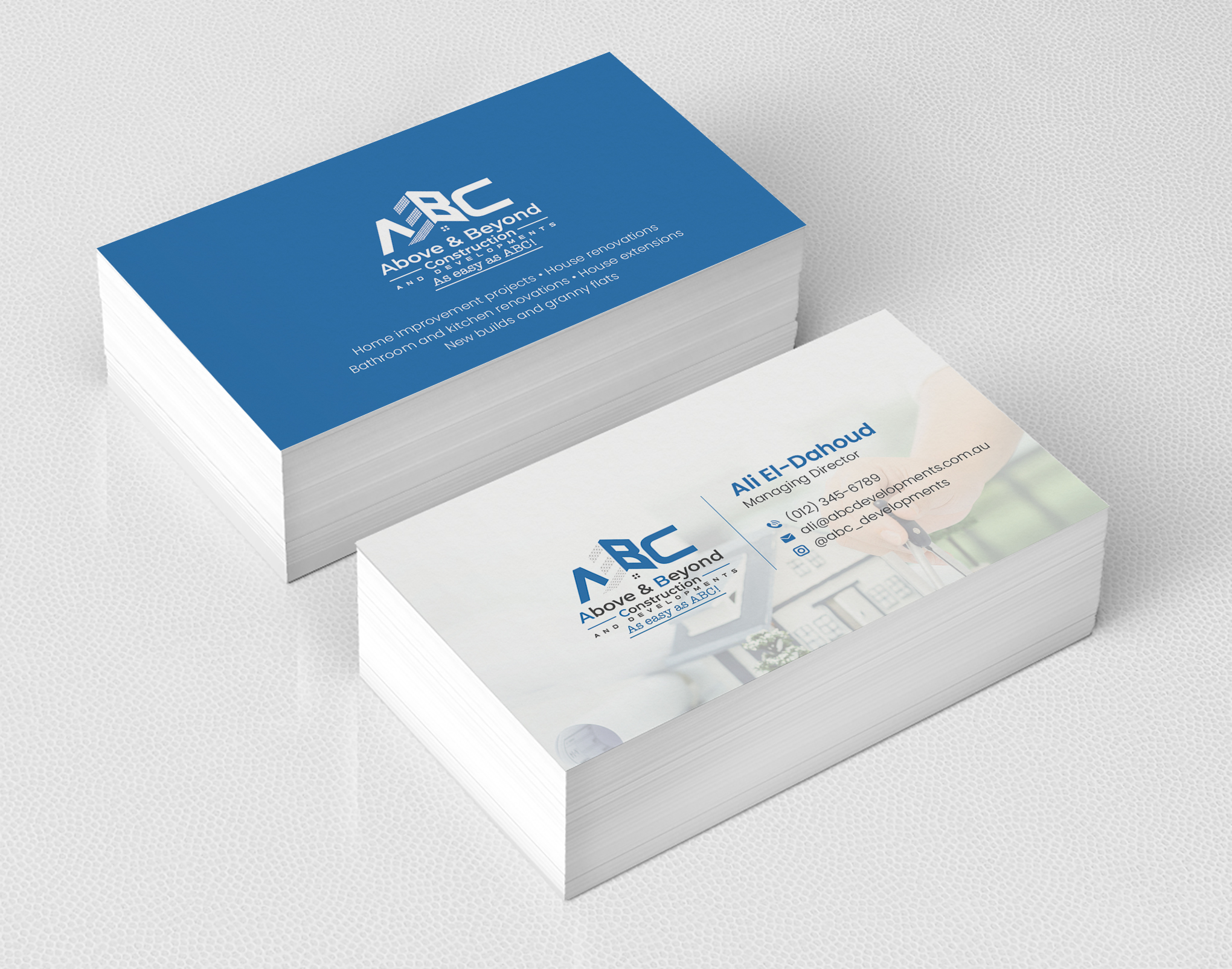Business Card Design by CilioLab for Above & Beyond Construction and Developments  | Design #27281588