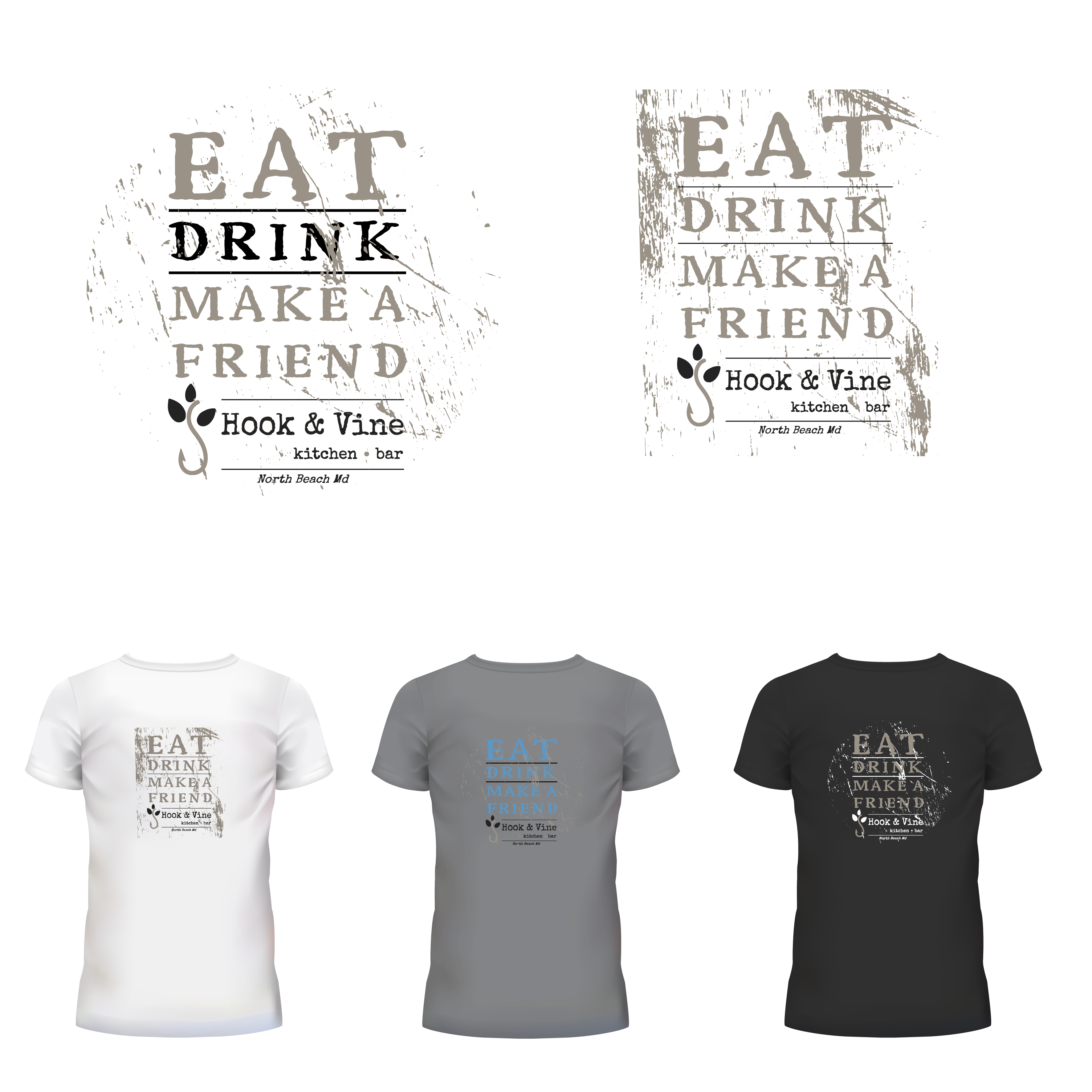 T-shirt Design by Wanda.G for Hook and Vine Kitchen-Bar | Design #27284162