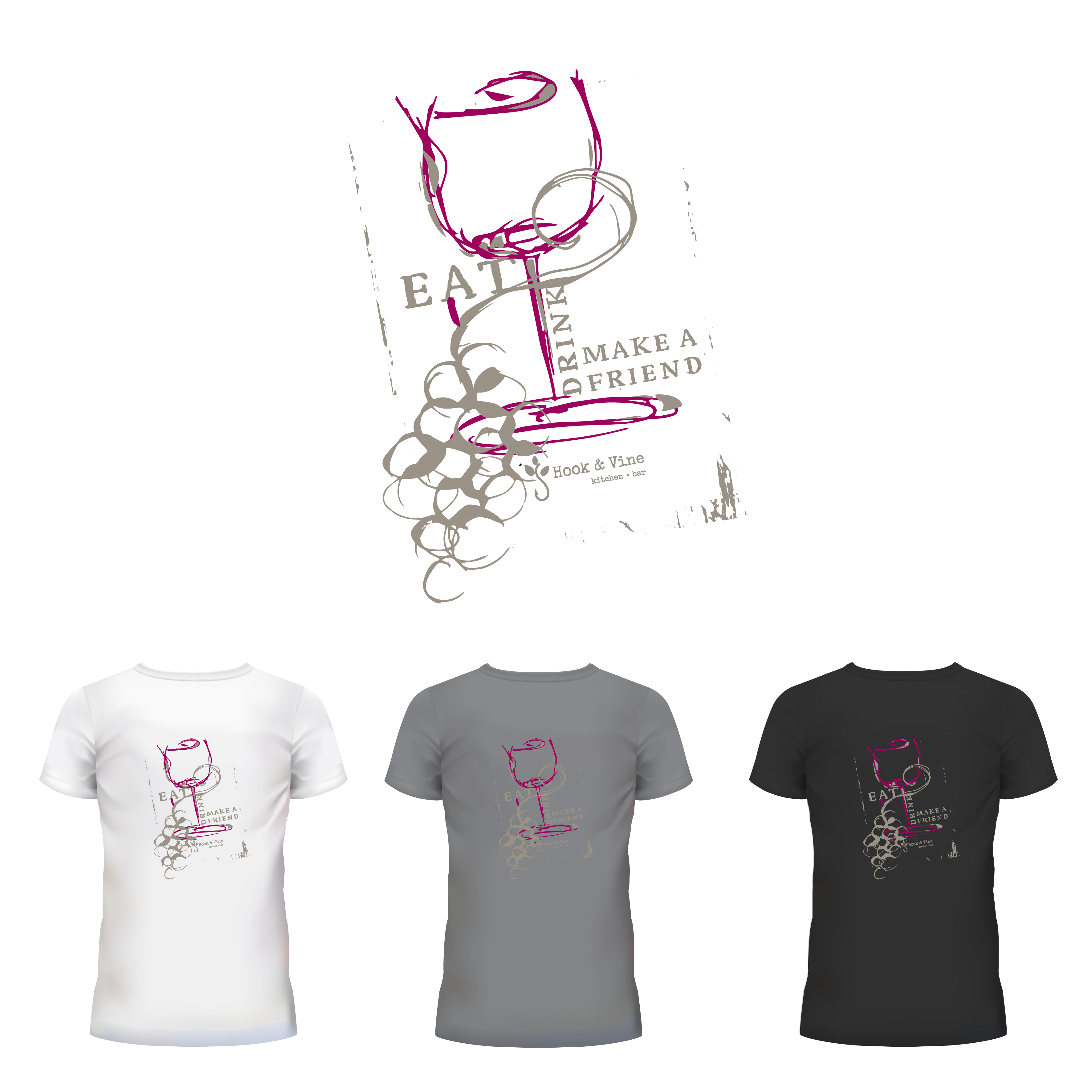T-shirt Design by Wanda.G for Hook and Vine Kitchen-Bar | Design #27289339