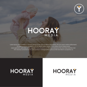 hooray media, or hooray media group.  hooray can be upper or lowercase, and probably should be bigger with media / media group in smaller size font | Logo Design by farady