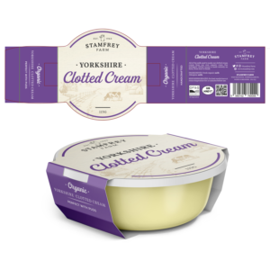 Clotted cream packaging design (card sleeve over a plain round tub) - family owned UK business. | Diseño de Empaque por KDESIGN 2