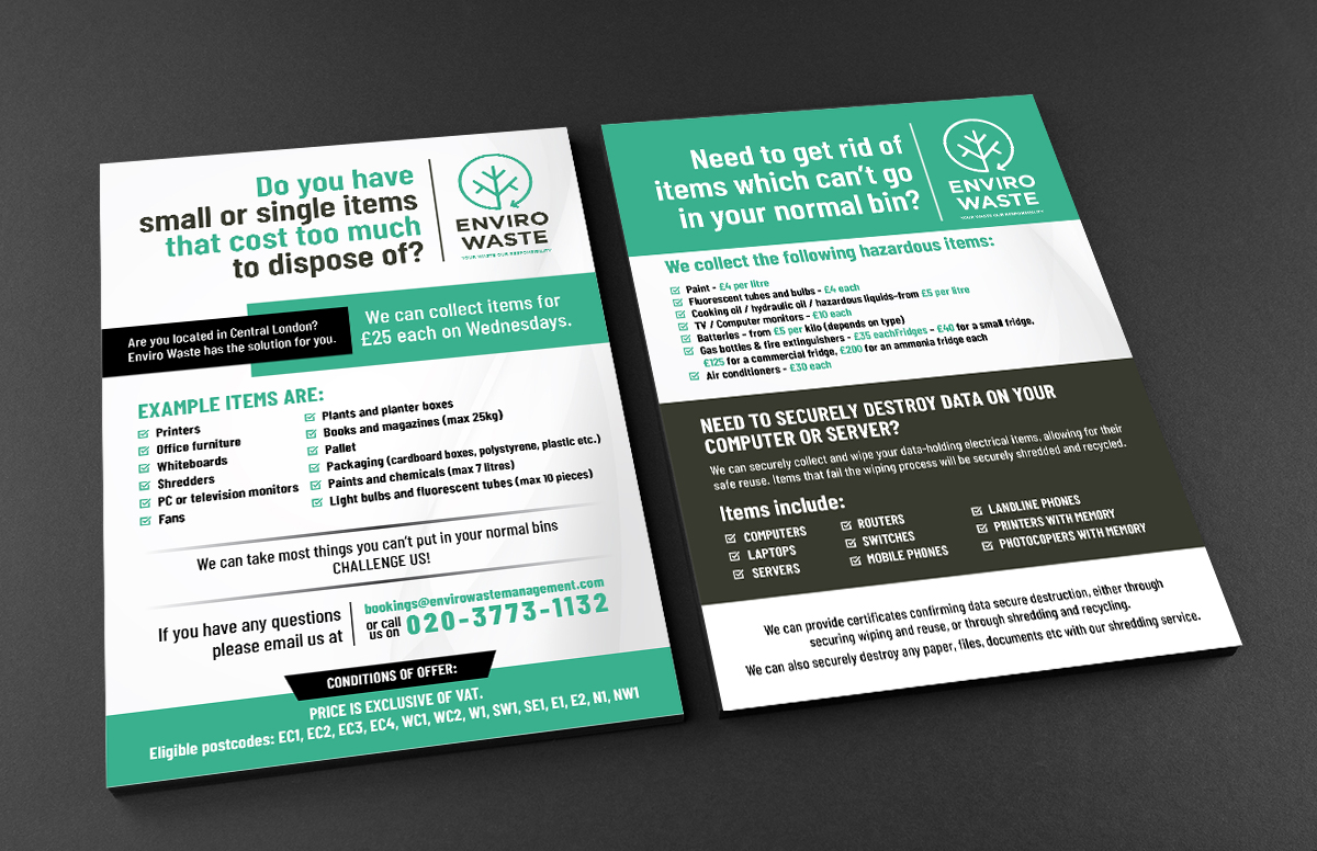 Flyer Design by Deziners Zone for Enviro Waste London Ltd | Design #27304722