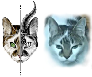 My Cat Tattoo (Realism, Half Real/Half Devil) | Diseño de Tatuaje por Jezzus