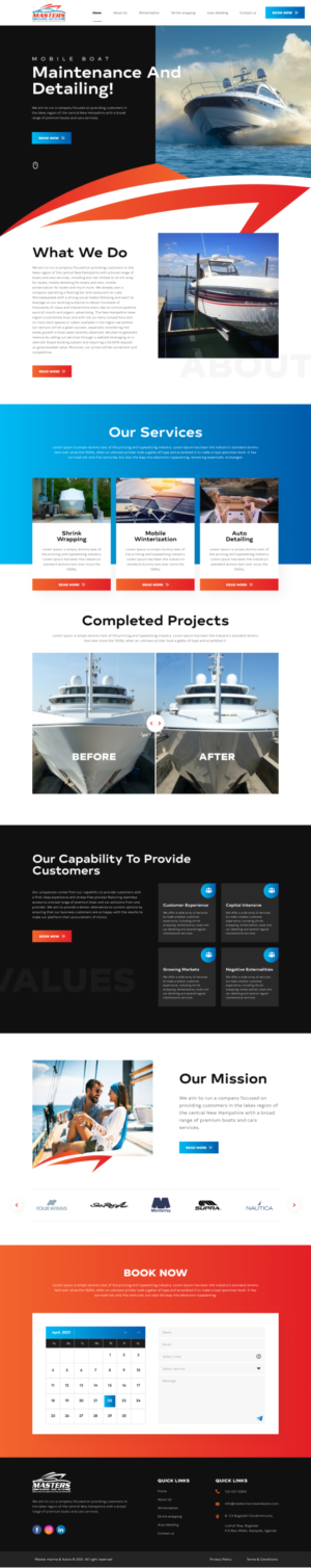 single page with calendar booking ability | Web Design by Hazan Shaw