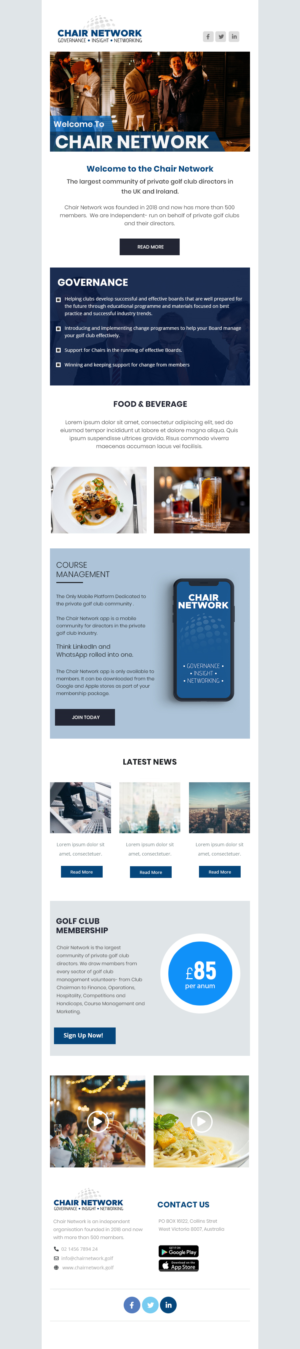 ChairNetwork.golf Newsletter | Design de Marketing Électronique par Expert Designer