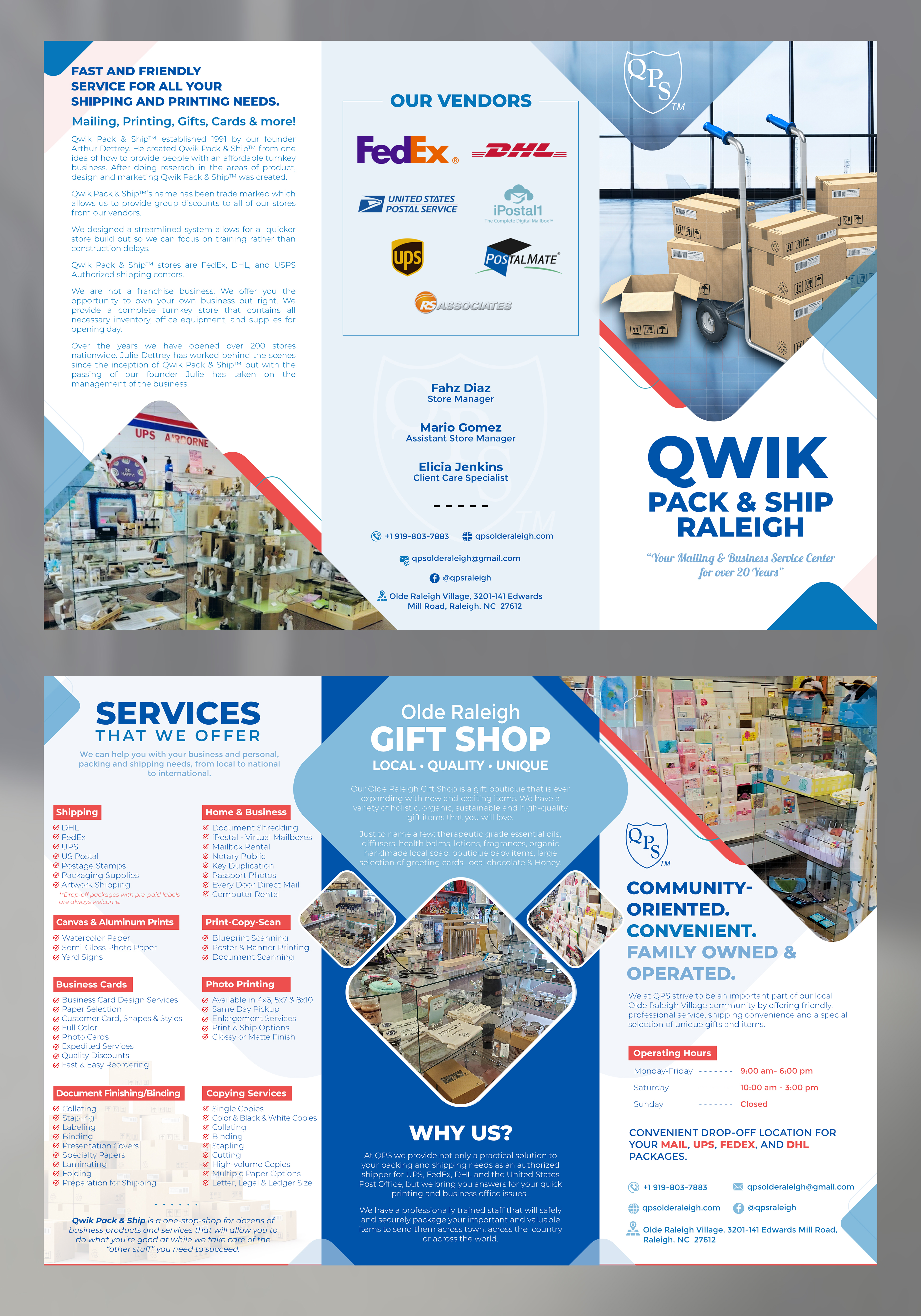 Brochure Design by chipchip15 for Qwik Pack & Ship Raleigh | Design #27345578