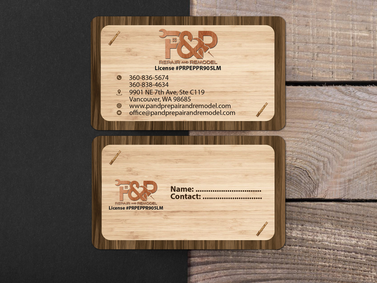 Visitenkarten-Design von Harshan für P and P Repair and Remodel | Design #27433258