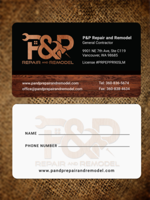 P&P Repair and Remodel general contracting business card design | Business Card Design by JK18