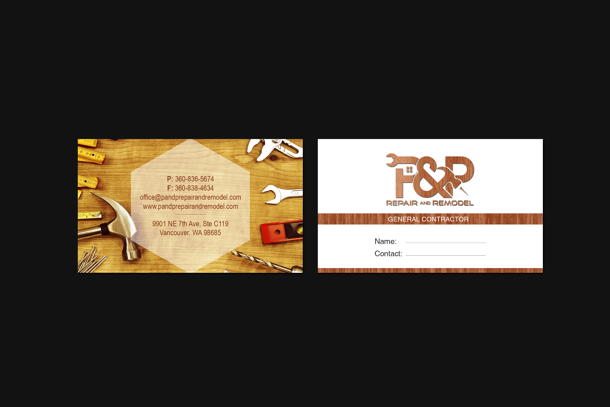 Diseño de Tarjeta de Presentación por Creations Box 2015 para P and P Repair and Remodel | Diseño #27336176
