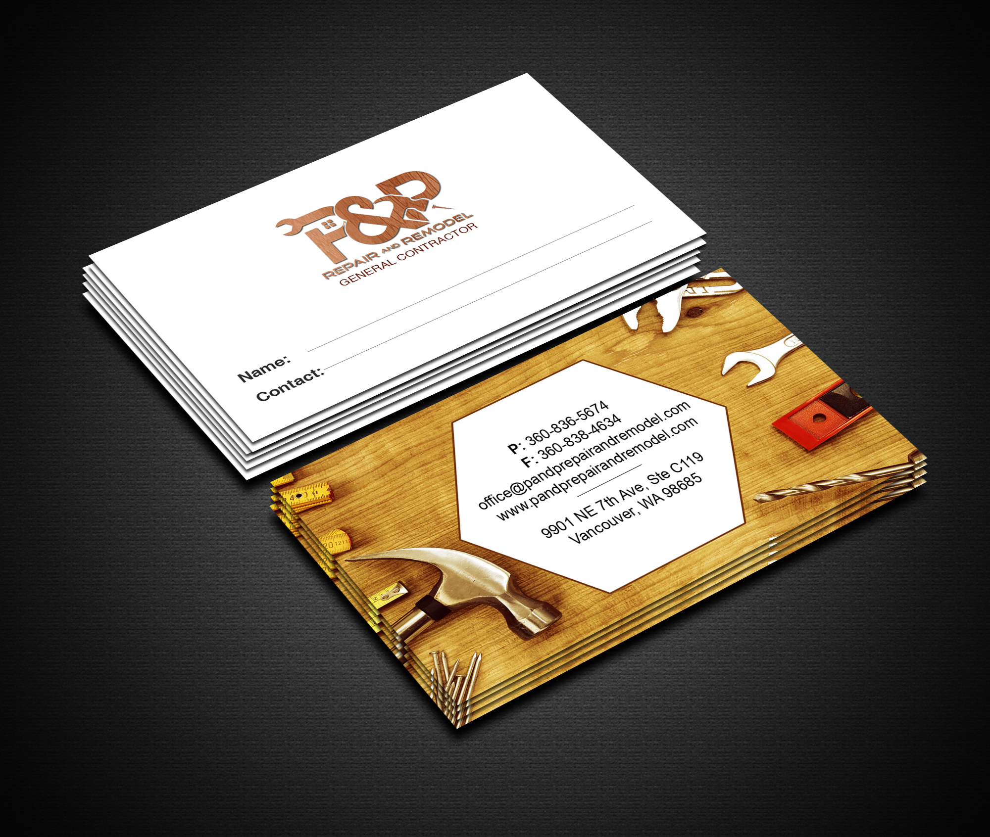 Business Card Design by Creations Box 2015 for P and P Repair and Remodel | Design #27338997