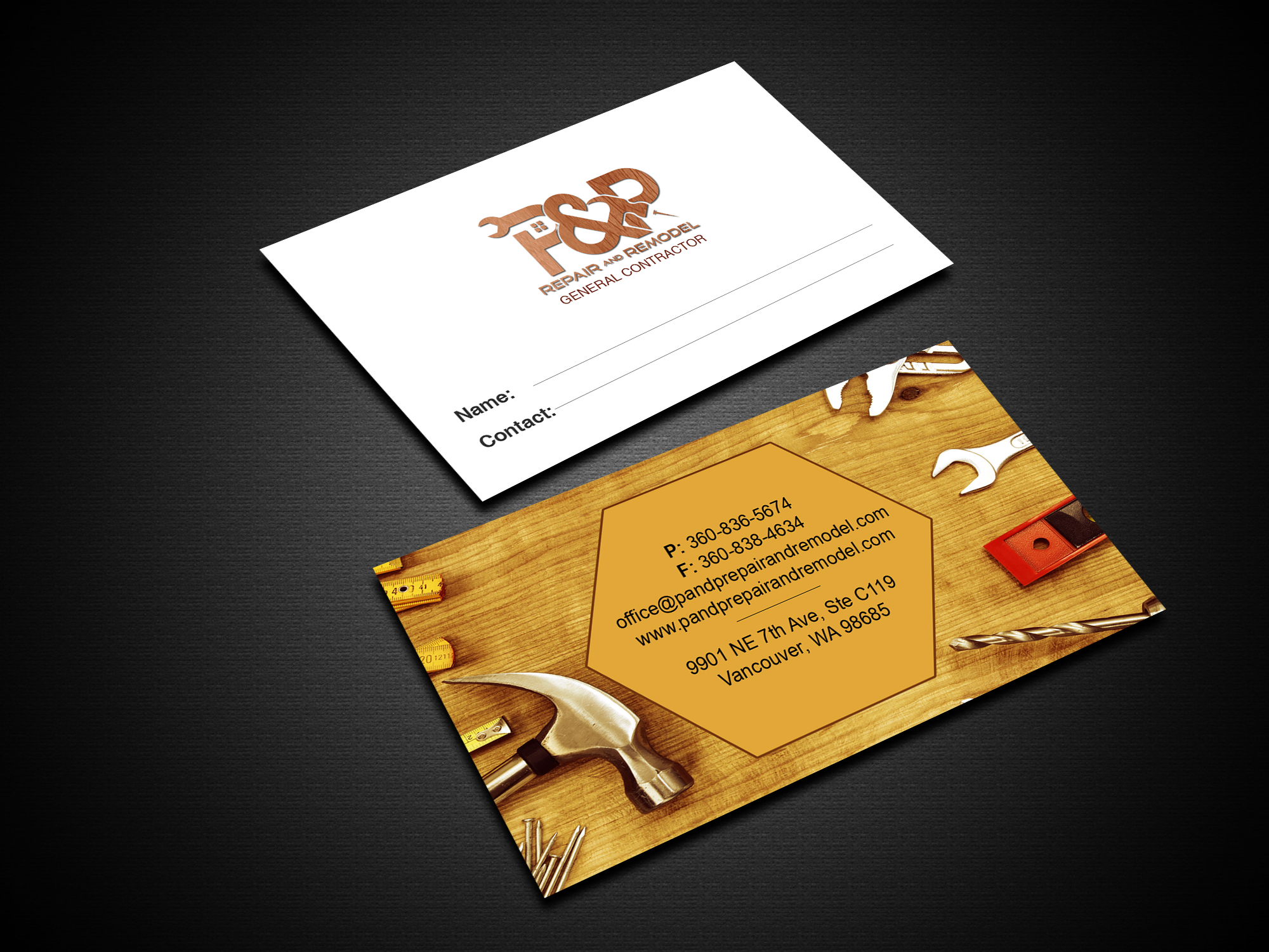 Business Card Design by Creations Box 2015 for P and P Repair and Remodel | Design #27338998